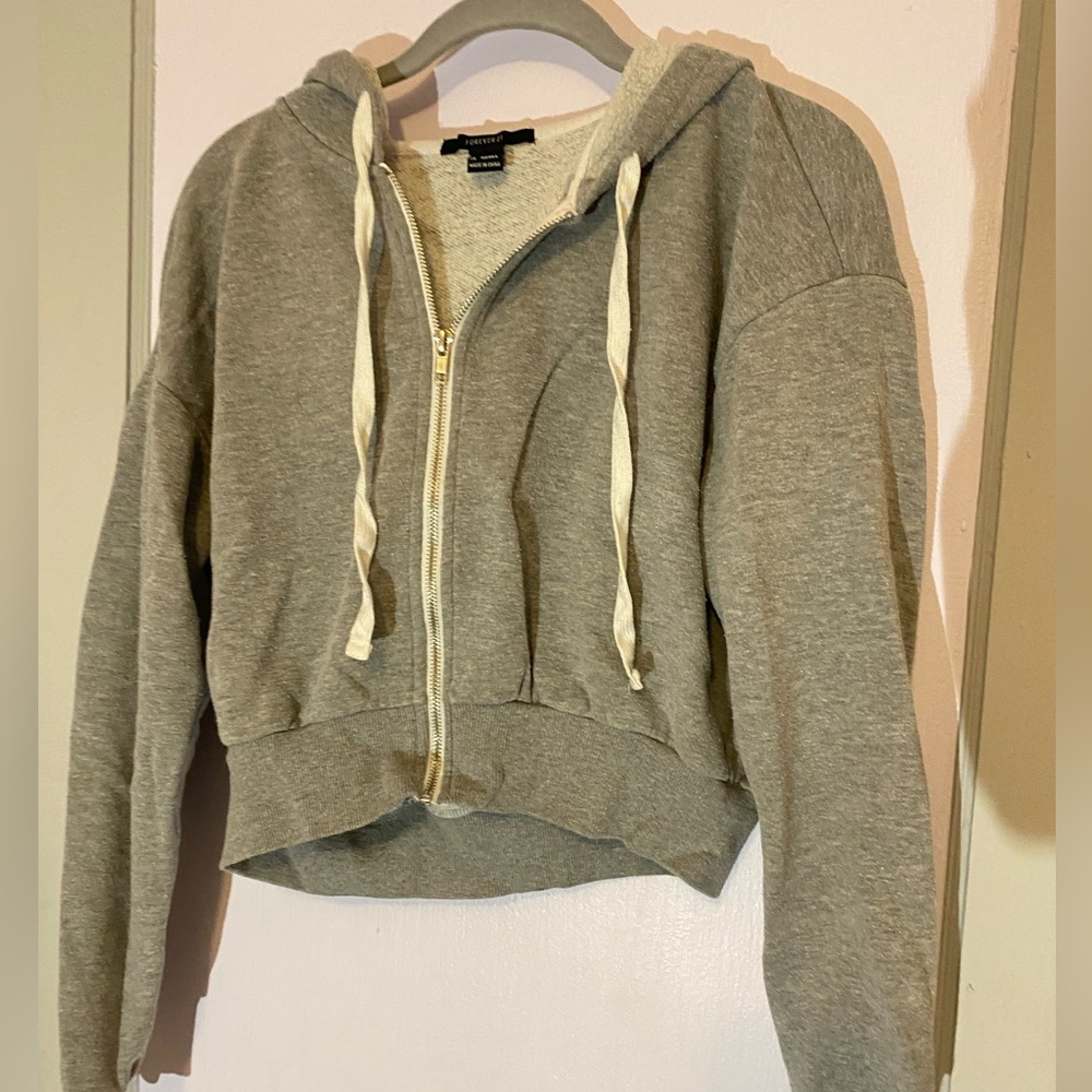 forever 21 crop top zip up sweater